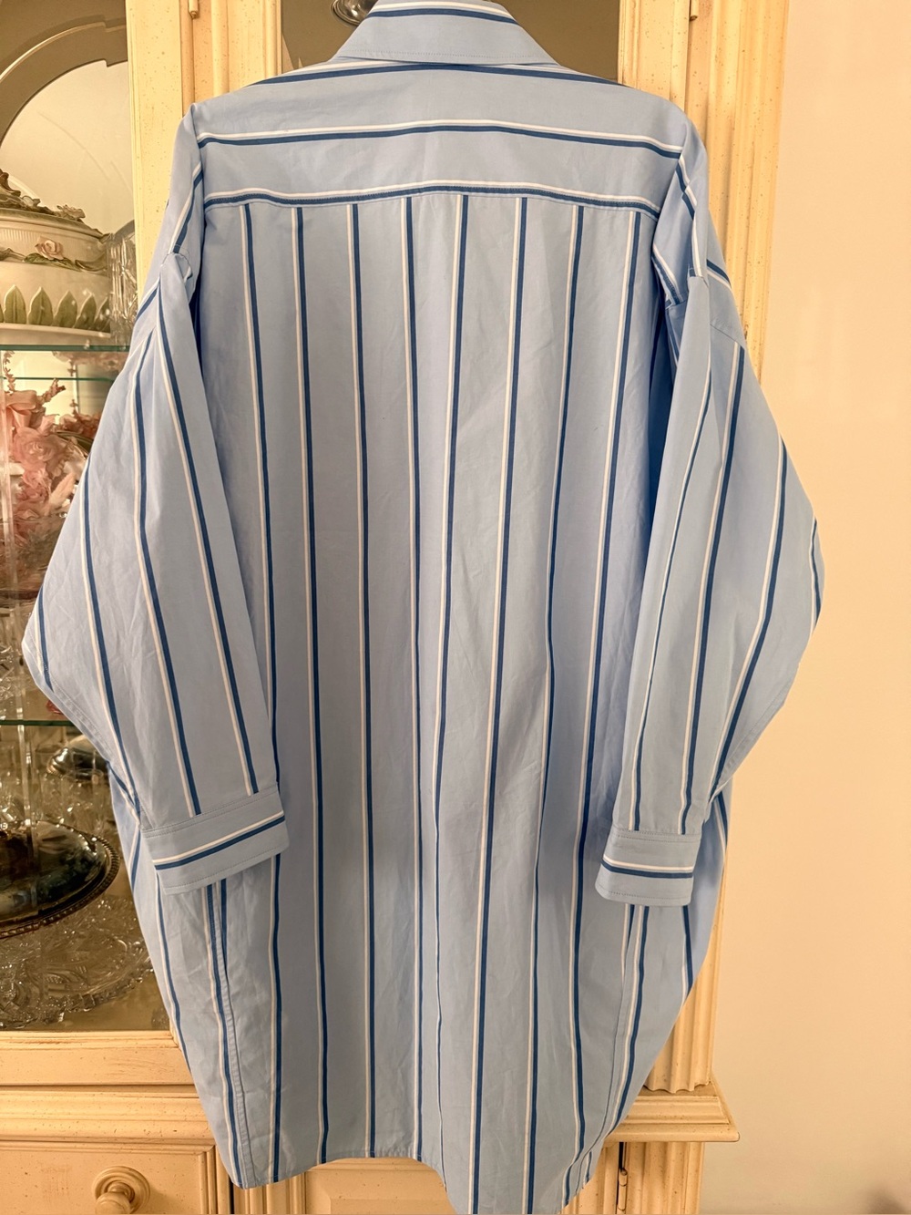 New 💙Calvin Klein Light Blue and Navy Striped Shirt Dress size L - Picture 6 of 14